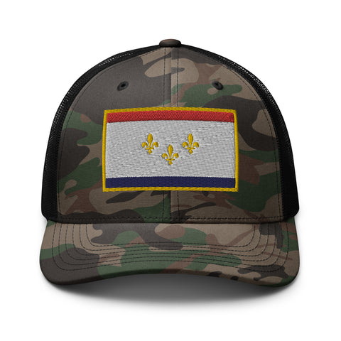 Camouflage New Orleans Flag Trucker Hat