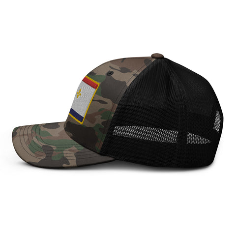 Camouflage New Orleans Flag Trucker Hat