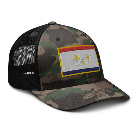 Camouflage New Orleans Flag Trucker Hat