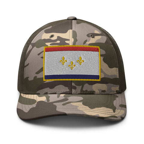 Camouflage New Orleans Flag Trucker Hat