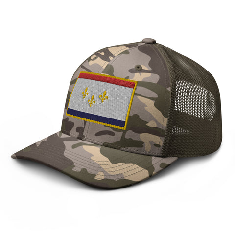 Camouflage New Orleans Flag Trucker Hat