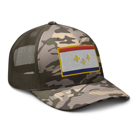 Camouflage New Orleans Flag Trucker Hat