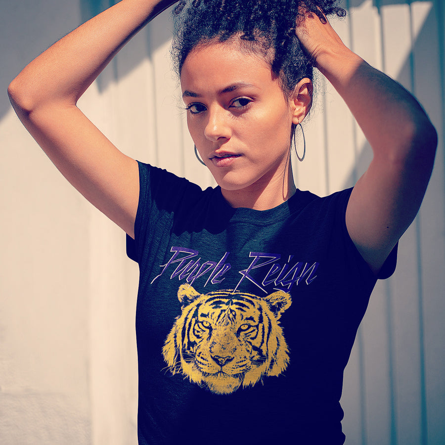 Model in NOLA Republic Purple Reign tee
