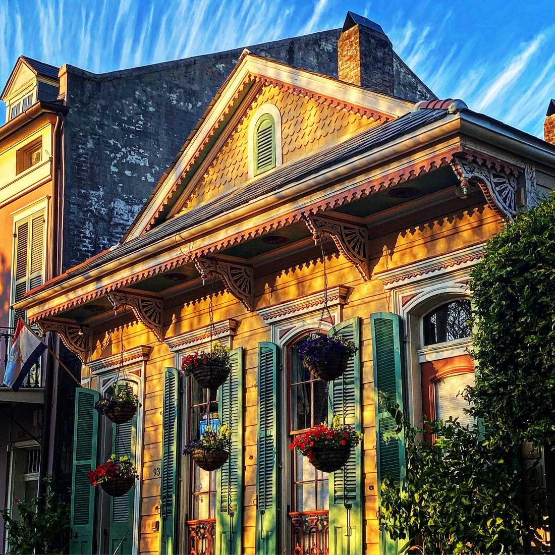 Golden hour on a New Orleans Creole cottage