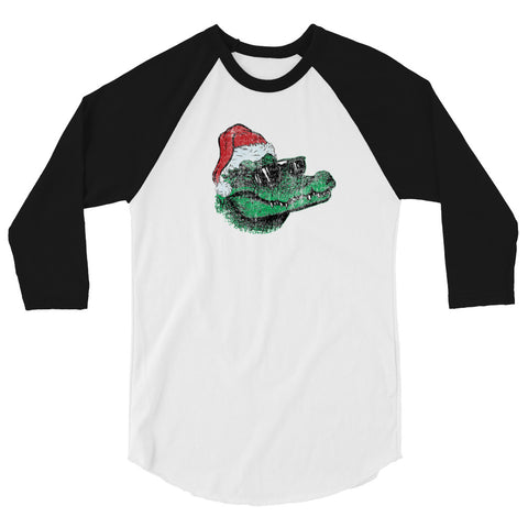 Santa Gator Claus 3/4 Sleeve Raglan T-Shirt