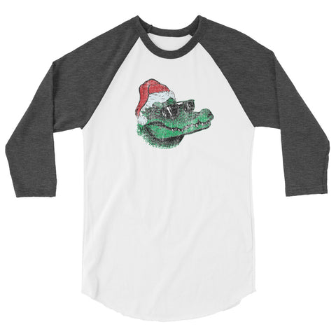 Santa Gator Claus 3/4 Sleeve Raglan T-Shirt