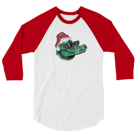 Santa Gator Claus 3/4 Sleeve Raglan T-Shirt