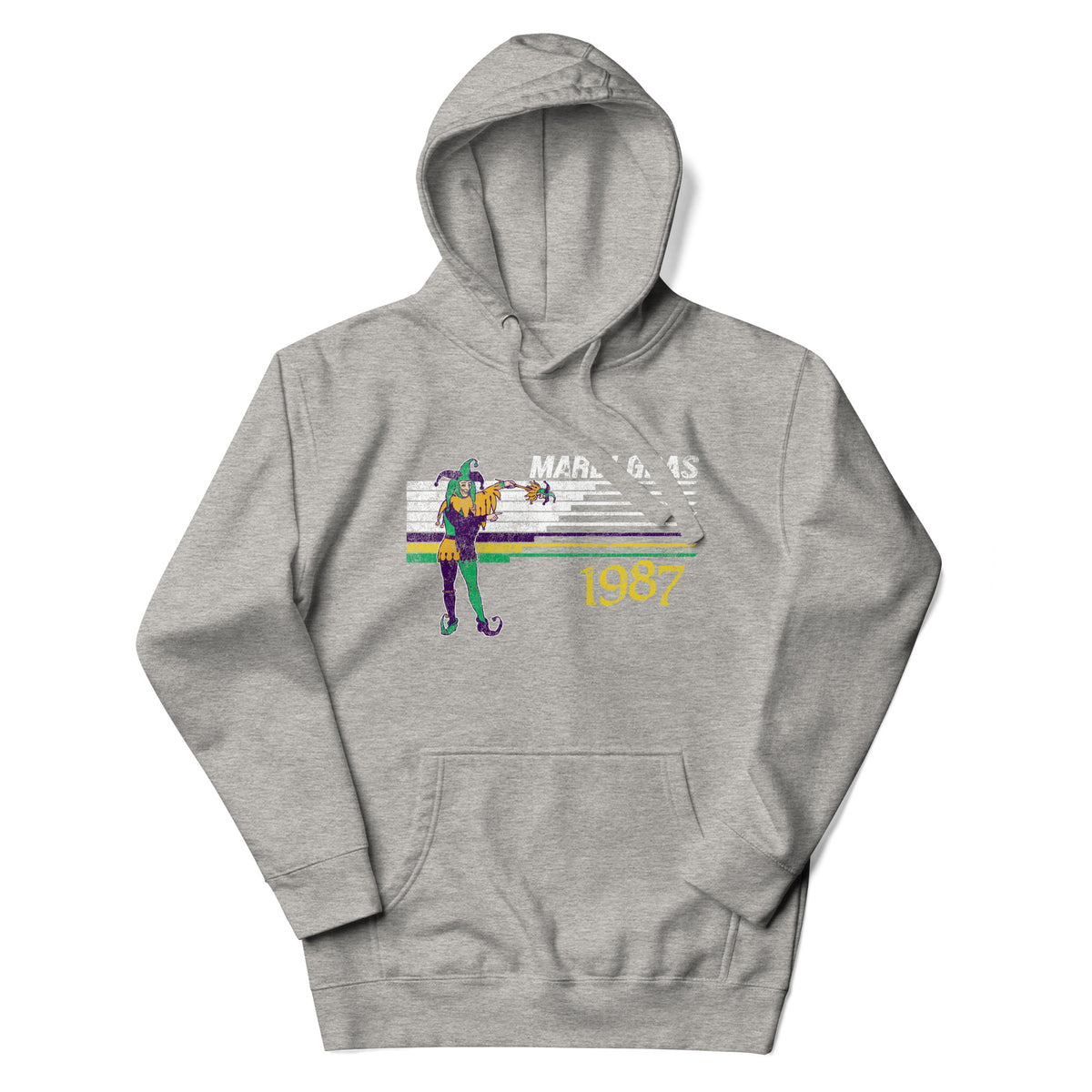 Retro Mardi Gras Jester 1987 Unisex Hoodie - NOLA REPUBLIC T-SHIRT CO.