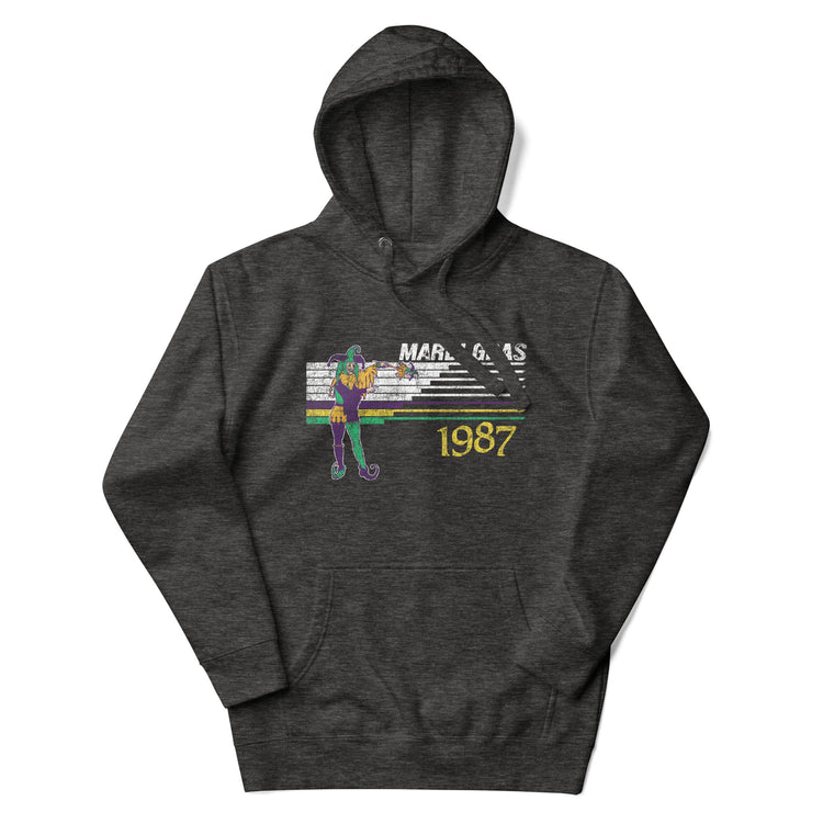 Retro Mardi Gras Jester 1987 Unisex Hoodie - NOLA REPUBLIC T-SHIRT CO.