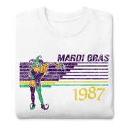 Retro Mardi Gras Jester 1987 Unisex Premium Cotton Sweatshirt