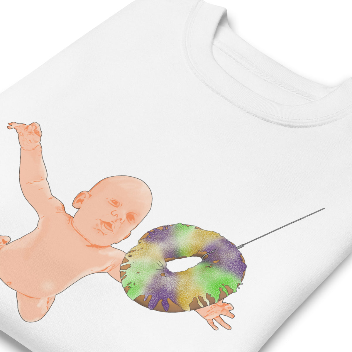 Nevermind Dat King Cake Baby Unisex Premium Cotton Sweatshirt - NOLA REPUBLIC T-SHIRT CO.