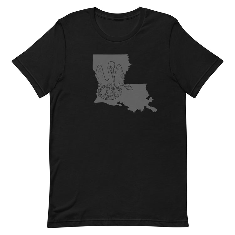 1812 Louisiana Pelican Matte Black Unisex T-Shirt - NOLA REPUBLIC T-SHIRT CO.