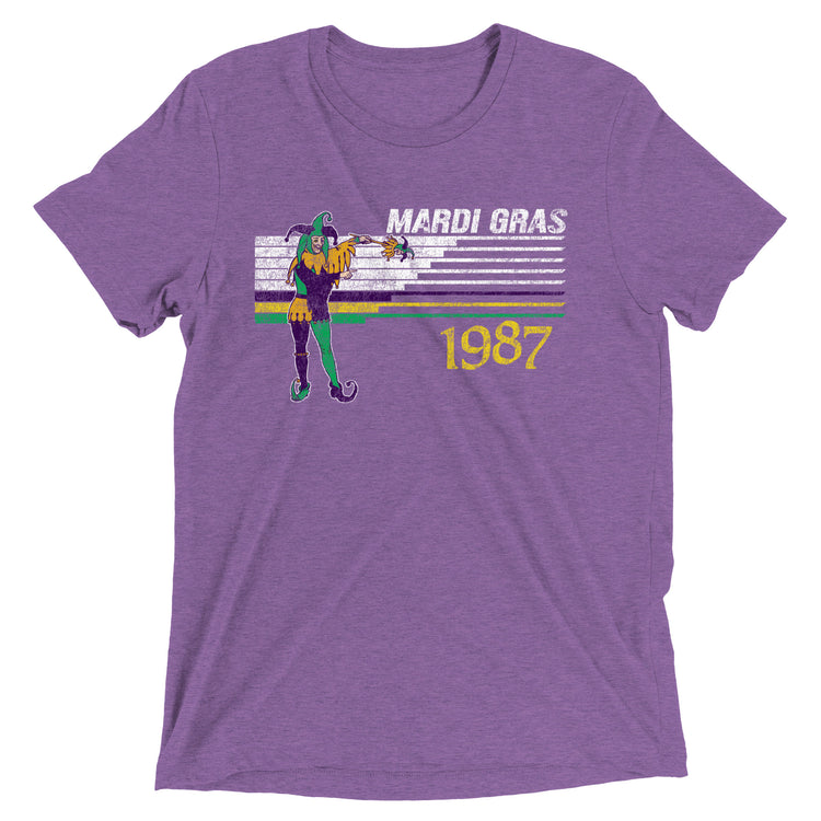 Retro Mardi Gras Jester 1987 Unisex Tri-blend T-Shirt - NOLA REPUBLIC T-SHIRT CO.
