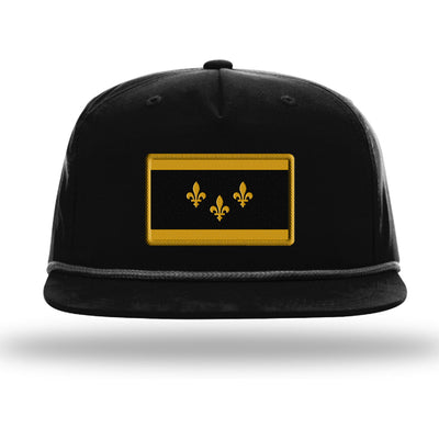 NOLA Black & Gold Flag Snapback Rope Hat - NOLA T-shirt, New Orleans T-shirt