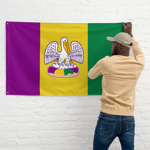 King Cake State of Mind Mardi Gras Flag (single sided)