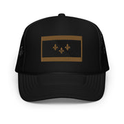 Black & Gold Embroidered NOLA Flag Foam Trucker Hat - NOLA REPUBLIC T-SHIRT CO.