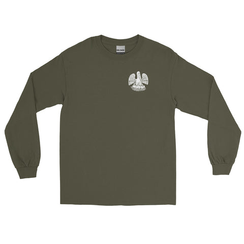 Pélican Blanc Men’s Long Sleeve Shirt - NOLA REPUBLIC T-SHIRT CO.