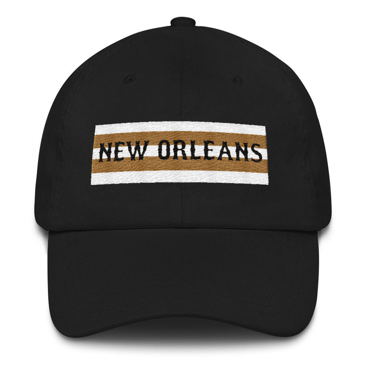 New Orleans Black & Gold Stripe Chino Hat - NOLA T-shirt, New Orleans T-shirt