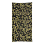 Black & Gold Fleur de Lis Paisley Neck and Face Mask Gaiter - NOLA T-shirt, New Orleans T-shirt