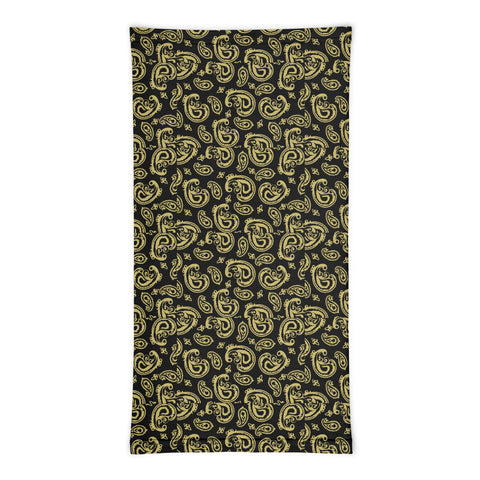 Black & Gold Fleur de Lis Paisley Neck and Face Mask Gaiter - NOLA T-shirt, New Orleans T-shirt