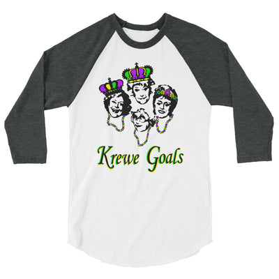 Golden Krewe Goals Mardi Gras Unisex 3/4 Sleeve Raglan Shirt - NOLA T-shirt, New Orleans T-shirt