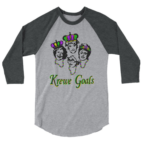 Golden Krewe Goals Mardi Gras Unisex 3/4 Sleeve Raglan Shirt - NOLA T-shirt, New Orleans T-shirt