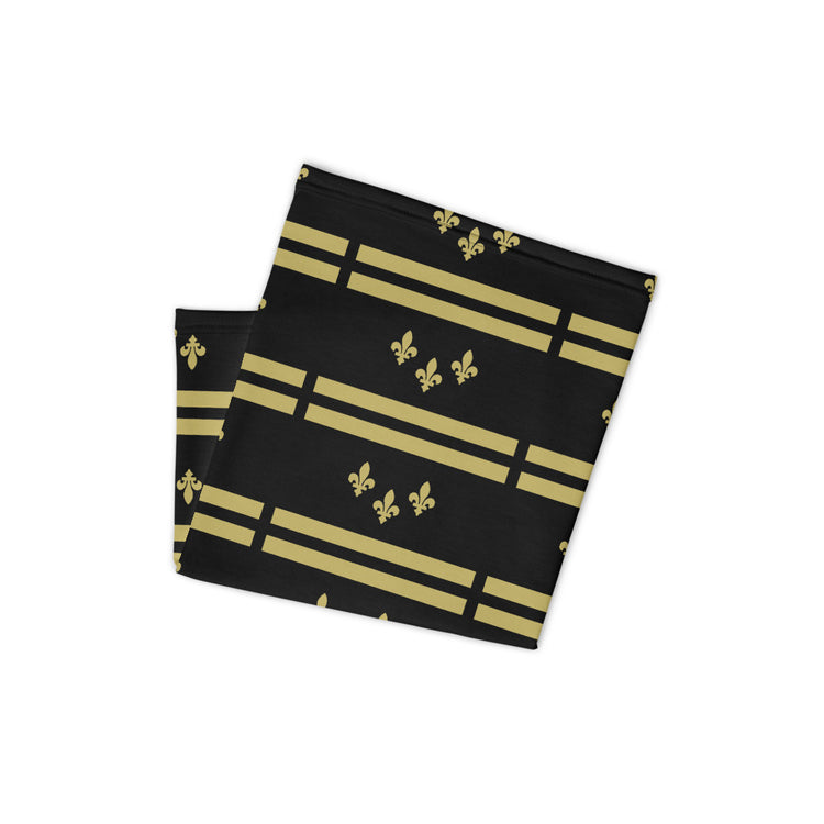 New Orleans Flag Black-Gold Stencil Neck and Face Mask Gaiter - NOLA T-shirt, New Orleans T-shirt