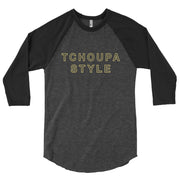 TCHOUPA STYLE ™️ Black Out 3/4 sleeve raglan shirt - NOLA T-shirt, New Orleans T-shirt