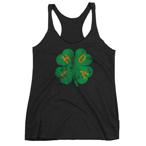 Retro NOLA Shamrock Women's Racerback Tank Top - NOLA T-shirt, New Orleans T-shirt