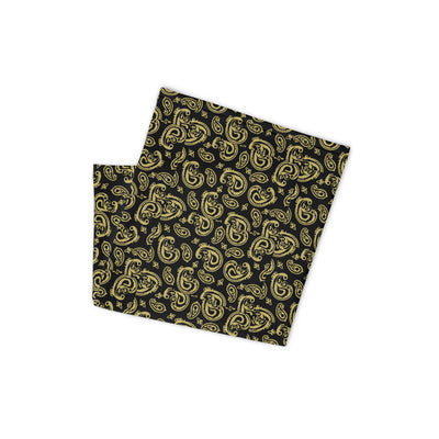 Black & Gold Fleur de Lis Paisley Neck and Face Mask Gaiter - NOLA T-shirt, New Orleans T-shirt