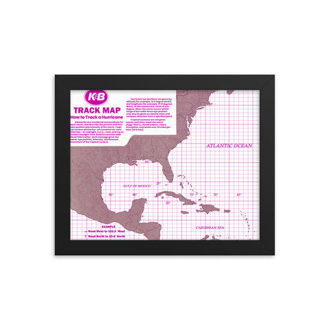 K&B Hurricane Tracker Map Framed Poster, Nola Republic T-Shirt Co.