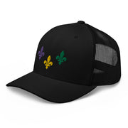 The Three Fleurs Mardi Gras Trucker Hat - NOLA REPUBLIC T-SHIRT CO.