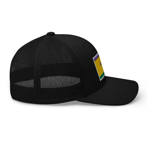 Mardi Gras NOLA Flag Trucker Hat - NOLA REPUBLIC T-SHIRT CO.