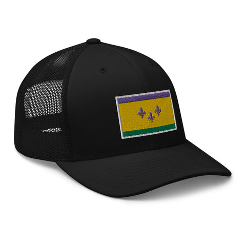 Mardi Gras NOLA Flag Trucker Hat - NOLA REPUBLIC T-SHIRT CO.