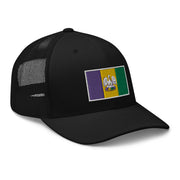 King Cake State of Mind Mardi Gras Flag Trucker Hat, Nola Republic T-Shirt Co.