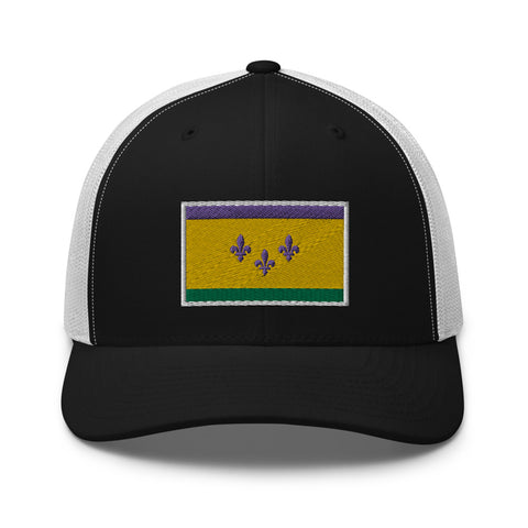 Mardi Gras NOLA Flag Trucker Hat - NOLA REPUBLIC T-SHIRT CO.