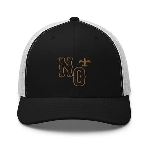 N.O. Black & Gold Trucker Hat - NOLA REPUBLIC T-SHIRT CO.