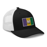 King Cake State of Mind Mardi Gras Flag Trucker Hat, Nola Republic T-Shirt Co.