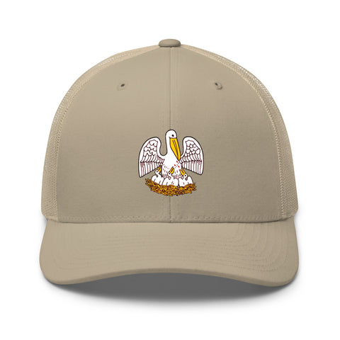 Louisiana State Pelican Trucker Hat - NOLA REPUBLIC T-SHIRT CO.