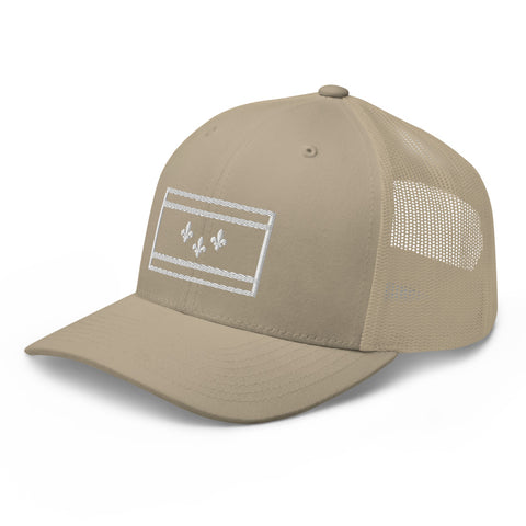 New Orleans Flag Stencil Trucker Hat - NOLA REPUBLIC T-SHIRT CO.