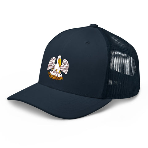 Louisiana State Pelican Trucker Hat - NOLA REPUBLIC T-SHIRT CO.