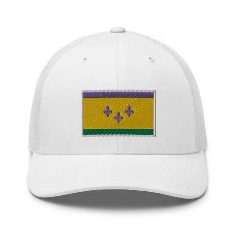 Mardi Gras NOLA Flag Trucker Hat - NOLA REPUBLIC T-SHIRT CO.