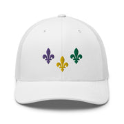 The Three Fleurs Mardi Gras Trucker Hat - NOLA REPUBLIC T-SHIRT CO.