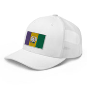 King Cake State of Mind Mardi Gras Flag Trucker Hat, Nola Republic T-Shirt Co.