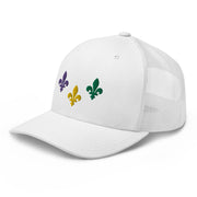 The Three Fleurs Mardi Gras Trucker Hat - NOLA REPUBLIC T-SHIRT CO.