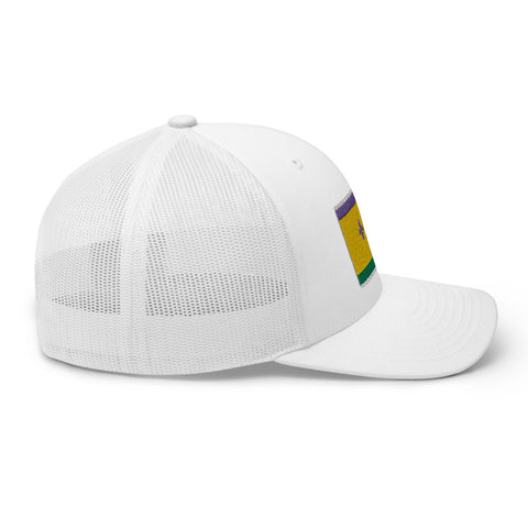 Mardi Gras NOLA Flag Trucker Hat - NOLA REPUBLIC T-SHIRT CO.