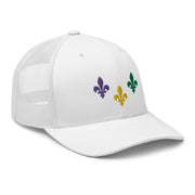 The Three Fleurs Mardi Gras Trucker Hat - NOLA REPUBLIC T-SHIRT CO.