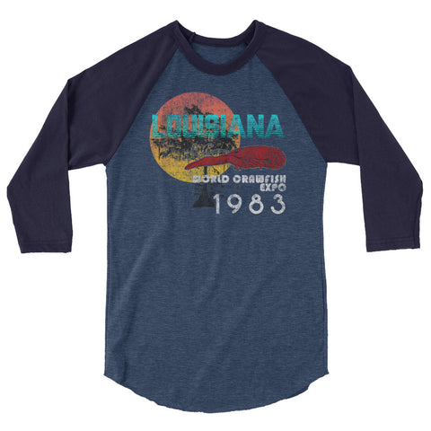 Louisiana World Crawfish Expo 1983 3/4 Sleeve Raglan Shirt - NOLA REPUBLIC T-SHIRT CO.