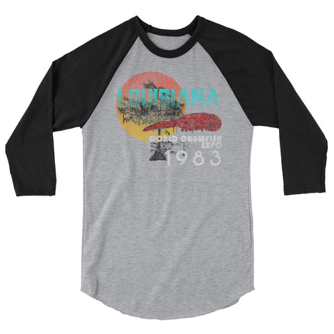 Louisiana World Crawfish Expo 1983 3/4 Sleeve Raglan Shirt - NOLA REPUBLIC T-SHIRT CO.