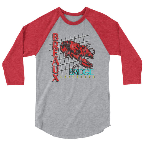 Breaux Bridge Crawfish Capital 3/4 Sleeve Raglan Shirt - NOLA REPUBLIC T-SHIRT CO.